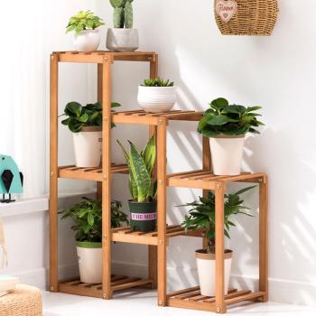 Qian Massivholz Regal mehrstufig Blumenständer Blumentopfständer 80*25*82cm